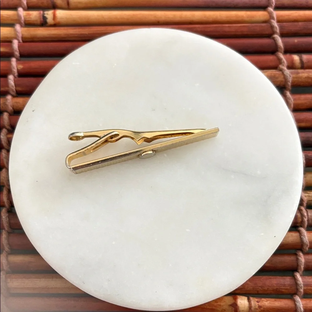 SWANK Gold Tone Textured Tie Clip